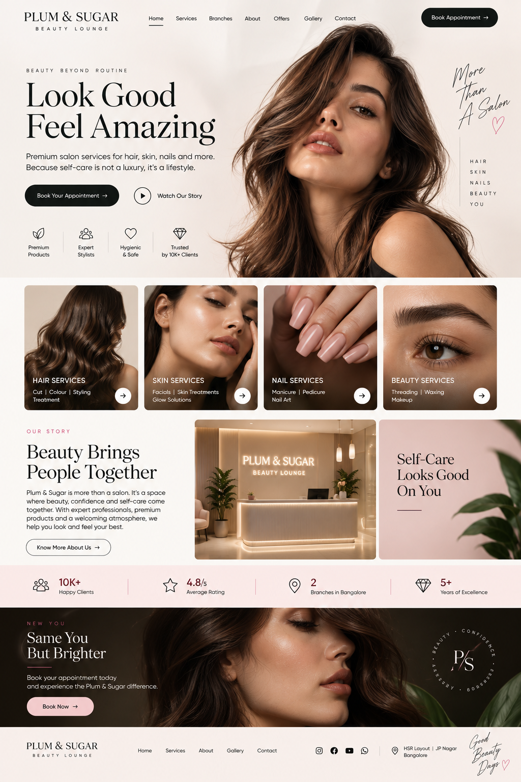 Plum and Sugar website and booking system
